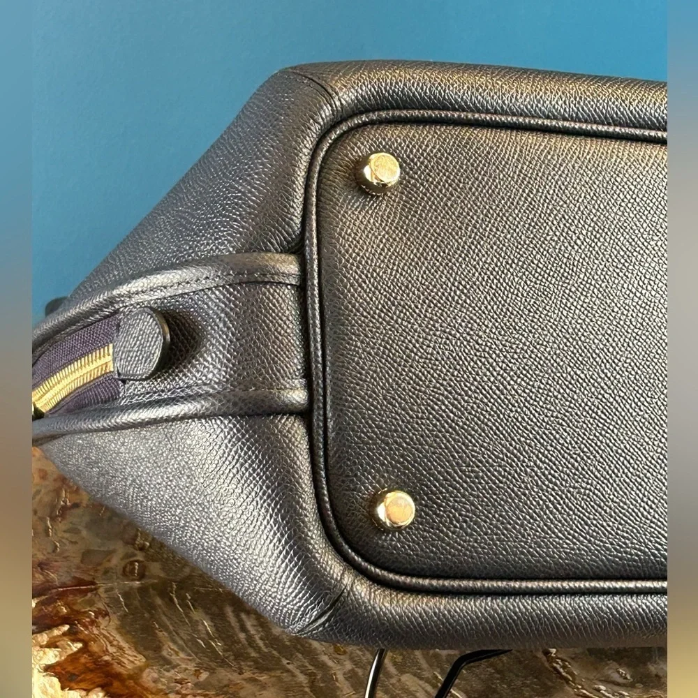 Coach Prince Street Midnight Blue Crossgrain Leather Domed Satchel 34939